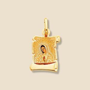 14K Solid Gold Guadalupe Virgin Mary Pendant | A Symbol of Faith and Grace |
